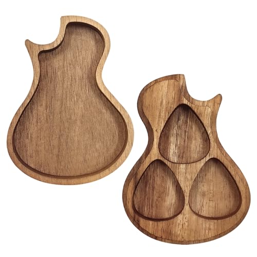 Musiin Walnut Wood Guitar Pick Holder - Sturdy Guitar Pick Storage Box Display Case Jewelry Box for Men Women Teens Adults - Guitar Picks Accessories (Guitar Shape) von Musiin