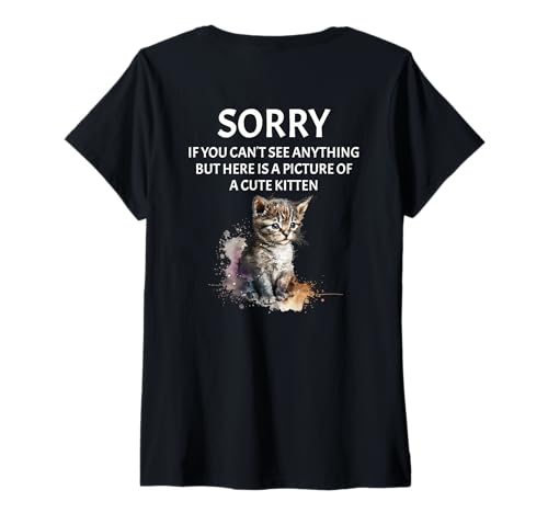 Damen Festival live Musik sarkastisches Konzert mit süßer Katze T-Shirt mit V-Ausschnitt von Musik Festival lustiges Konzert Outfit Rückendruck