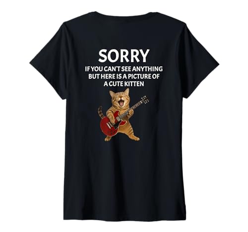 Damen Festival live Musik sarkastisches Konzert mit süßer Katze T-Shirt mit V-Ausschnitt von Musik Festival lustiges Konzert Outfit Rückendruck