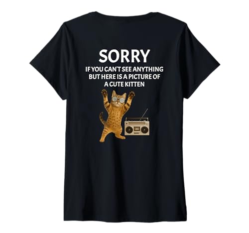 Damen Festival live Musik sarkastisches Konzert mit süßer Katze T-Shirt mit V-Ausschnitt von Musik Festival lustiges Konzert Outfit Rückendruck