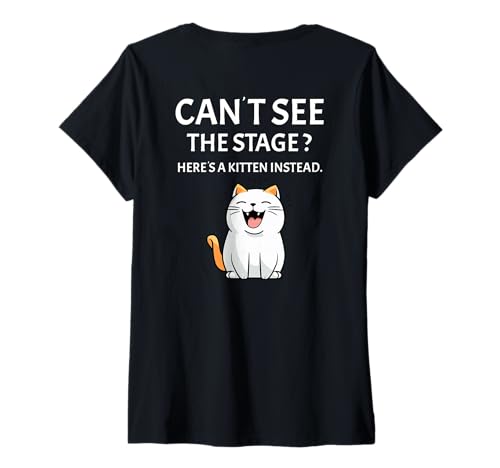 Damen Festival live Musik sarkastisches Konzert mit süßer Katze T-Shirt mit V-Ausschnitt von Musik Festival lustiges Konzert Outfit Rückendruck