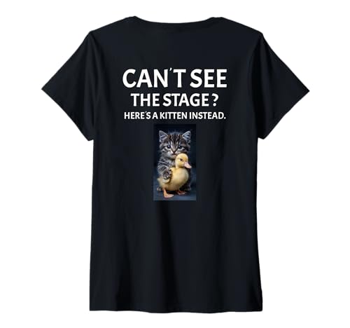 Damen Festival live Musik sarkastisches Konzert mit süßer Katze T-Shirt mit V-Ausschnitt von Musik Festival lustiges Konzert Outfit Rückendruck