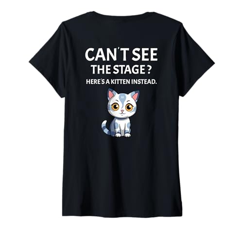 Damen Festival live Musik sarkastisches Konzert mit süßer Katze T-Shirt mit V-Ausschnitt von Musik Festival lustiges Konzert Outfit Rückendruck