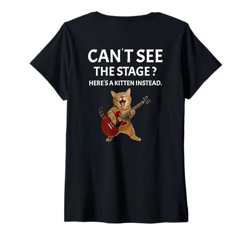 Damen Festival live Musik sarkastisches Konzert mit süßer Katze T-Shirt mit V-Ausschnitt von Musik Festival lustiges Konzert Outfit Rückendruck