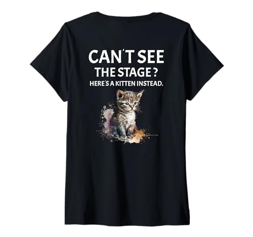 Damen Festival live Musik sarkastisches Konzert mit süßer Katze T-Shirt mit V-Ausschnitt von Musik Festival lustiges Konzert Outfit Rückendruck