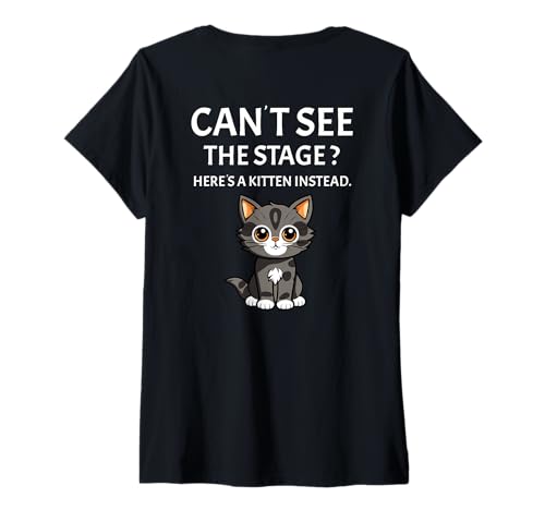 Damen Festival live Musik sarkastisches Konzert mit süßer Katze T-Shirt mit V-Ausschnitt von Musik Festival lustiges Konzert Outfit Rückendruck
