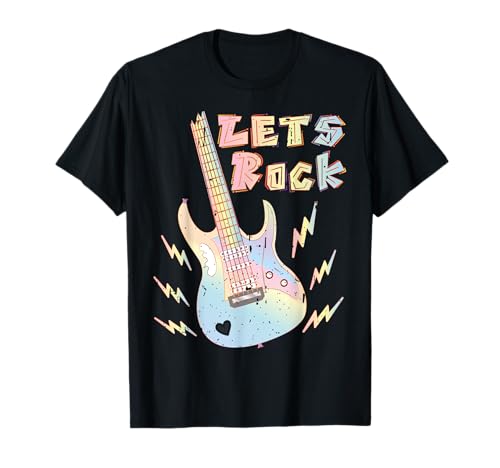 Let's Rock - Mädchen Gitarre - Musik Rock Band T-Shirt von Musik Liebhaber Gitarren Thematisch