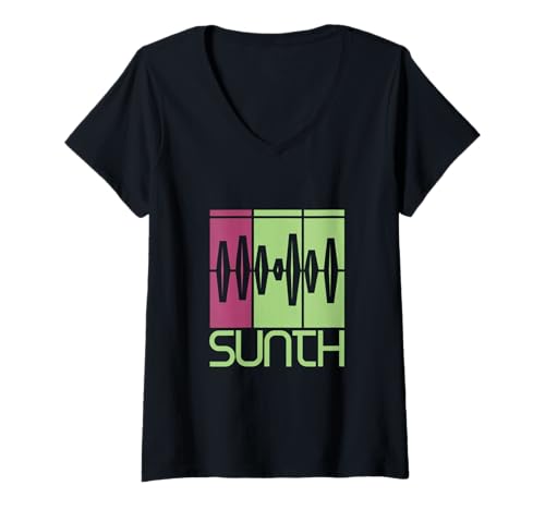 Damen Envelope Synthesizer Techno T-Shirt mit V-Ausschnitt Damen Envelope Synthesizer Techno T-Shirt mit V-Ausschnitt von Musik Synthesizer Analog Elektronische Musik