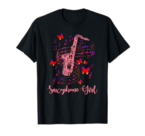 Musiker Saxophonist Mädchen Schmetterling Saxophon T-Shirt von Musik T-Shirts & Geschenkideen