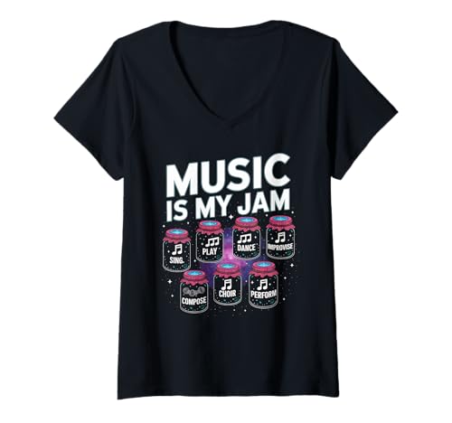Damen Musik Tshirt Herren Damen Music Musiker Retro Musiklehrer T-Shirt mit V-Ausschnitt von Musik TShirt Music Musiker Retro Musiklehrer