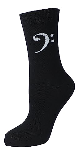 Musik-Socken mit Bassschlüssel, 1 Paar (DE/NL/SE/PL, Numerisch, 43, 45, Regular, Regular) von Musikboutique