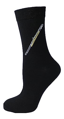 Musik-Socken mit eingewebter Querflöte, 1 Paar (DE/NL/SE/PL, Numerisch, 39, 42, Regular, Regular) von Musikboutique