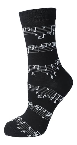 Musik-Socken mit weißen Notenlinien, 1 Paar (DE/NL/SE/PL, Numerisch, 43, 45, Regular, Regular) von Musikboutique