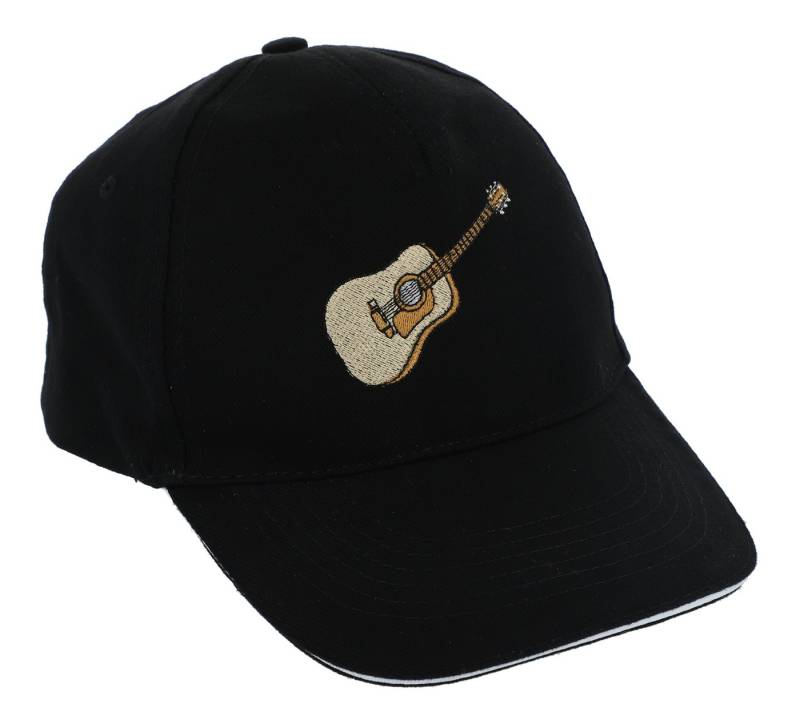 Musikboutique Baseball Cap Baseball-Cap mit eingestickten Instrumenten, schwarz, Baumwolle - Musik, Gitarre gestickt von Musikboutique