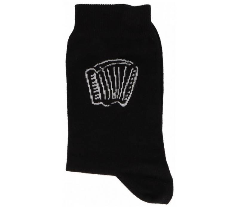 Musikboutique Freizeitsocken Socken mit eingewebtem weißen Akkordeon, Musik-Socken - Größe: (1-Paar) schwarze Socken mit eingewebtem weißen Akkordeon von Musikboutique