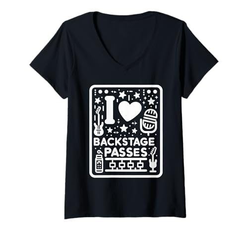 Damen I Love Backstage Passes Zugang zum Konzertmusik Event |- T-Shirt mit V-Ausschnitt Damen I Love Backstage Passes Zugang zum Konzertmusik Event |- T-Shirt mit V-Ausschnitt von Musikfanzugriffskonzert