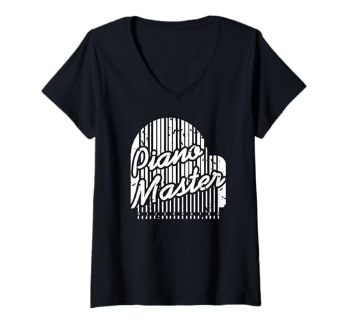 Damen Piano Meister Barcode Stil für Tastengenies T-Shirt mit V-Ausschnitt Damen Piano Meister Barcode Stil für Tastengenies T-Shirt mit V-Ausschnitt von Musiklehrer und Fortgeschrittene Musiker