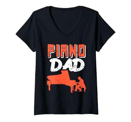 Damen Piano Papa Witziger Musikliebhaber Für Vater T-Shirt mit V-Ausschnitt Damen Piano Papa Witziger Musikliebhaber Für Vater T-Shirt mit V-Ausschnitt von Musikliebende Papas Spielen Tasten