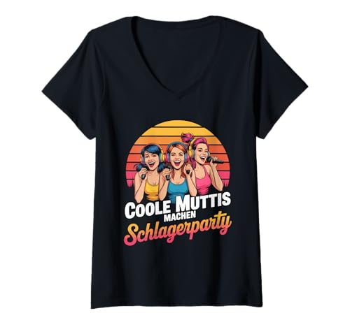 Damen Coole Muttis Machen Schlagerparty T-Shirt mit V-Ausschnitt Damen Coole Muttis Machen Schlagerparty T-Shirt mit V-Ausschnitt von Musikparty Hits Mamas Disco Spaß