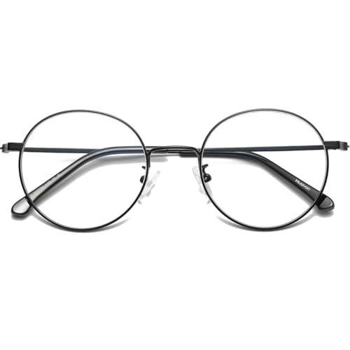 Musivon Blaulichtfilter Brille Damen Herren - Blaufilter Computerbrille Ohne Stärke Metallrahmen Rund von Musivon