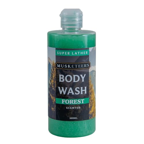 Musketeers Revitalisierendes Duschgel für Männer und Frauen, angereichert mit Vitamin E und Arganöl, pflegendes und feuchtigkeitsspendendes Duschgel, sauber und frisch, Waldduft, 500 ml von Musketeers