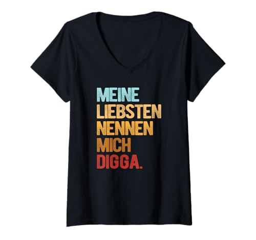 Damen Meine Liebsten Nennen Mich Digga Lustiges Jugendsprache T-Shirt mit V-Ausschnitt Damen Meine Liebsten Nennen Mich Digga Lustiges Jugendsprache T-Shirt mit V-Ausschnitt von Muss das Digga