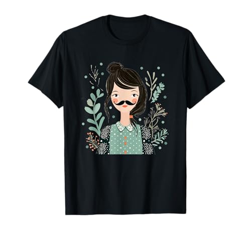 Hübsches Schnurrbart-Mädchen-Kostüm für Mann und Frau T-Shirt von Mustache Beard Girl Outfit