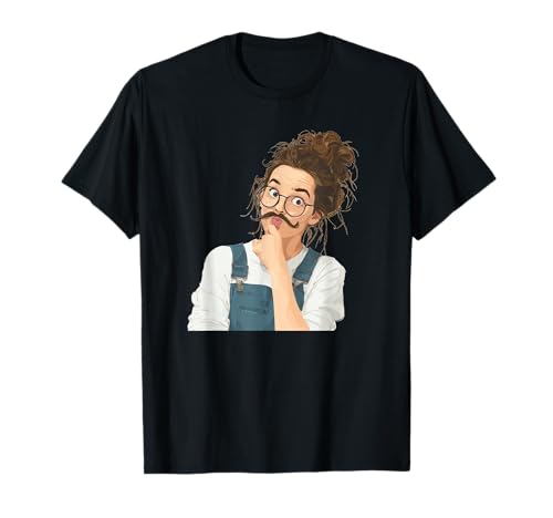 Lustige Draft Art Mädchen mit Schnurrbart T-Shirt von Mustache Beard Girl Outfit