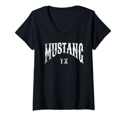 Damen Mustang, Texas T-Shirt mit V-Ausschnitt von Mustang, TX