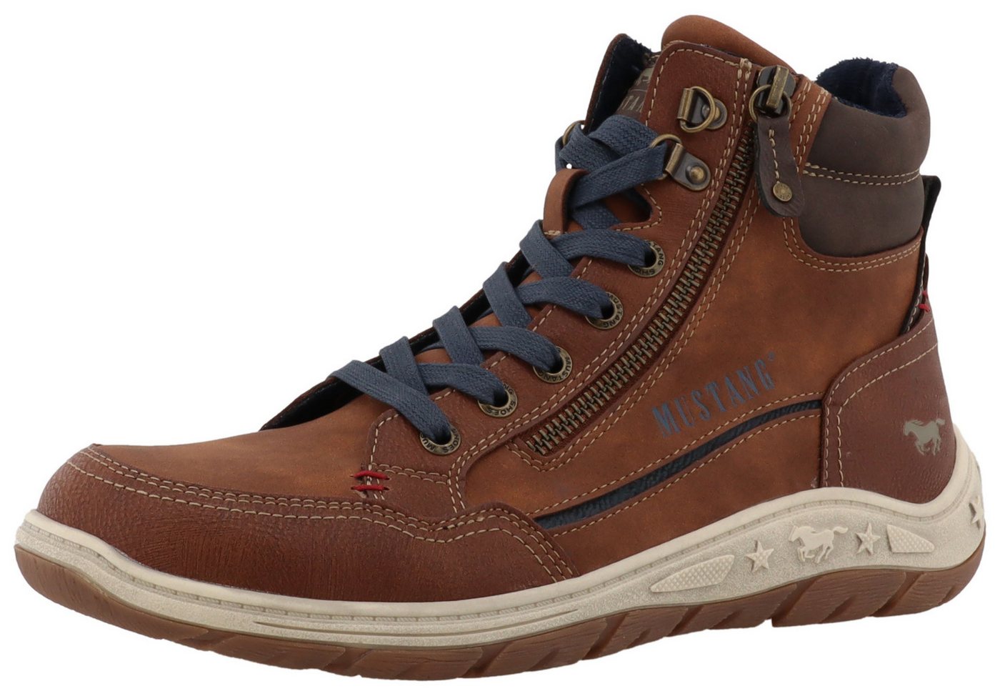 Mustang Shoes Benedetto Schnürboots High Top Sneaker, Schnürboots mit Reißverschluss von Mustang Shoes
