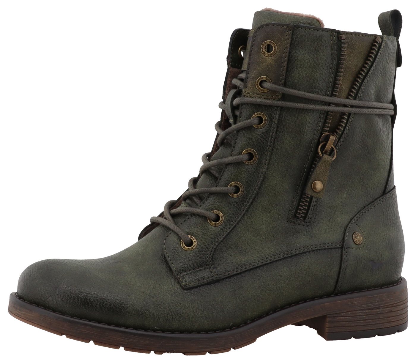 Mustang Shoes Elfi Winterstiefelette Winterstiefel mit Reißverschluss und markanter Schnürung von Mustang Shoes