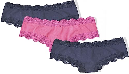 Mustang Damen Panty Slip Baumwolle 3-er Pack, Größe:XL, Farbe:Navy Pink von Mustang