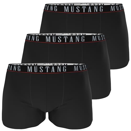 Mustang Herren Boxershort Retropants 3er Pack Unterwäsche, Größe:M, Farbe:Schwarz von Mustang