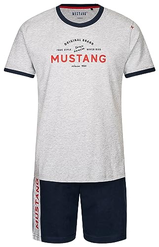 Mustang Short Set Schlafanzug Nachtwäsche Pyjama Oeko-TEX Standard 100 für Männer, Größe:M, Farbe:Grau von Mustang