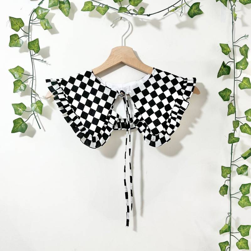 Checkerboard Frill Kragen Abnehmbarer Baumwoll-Schichtkragen von MustardMonday