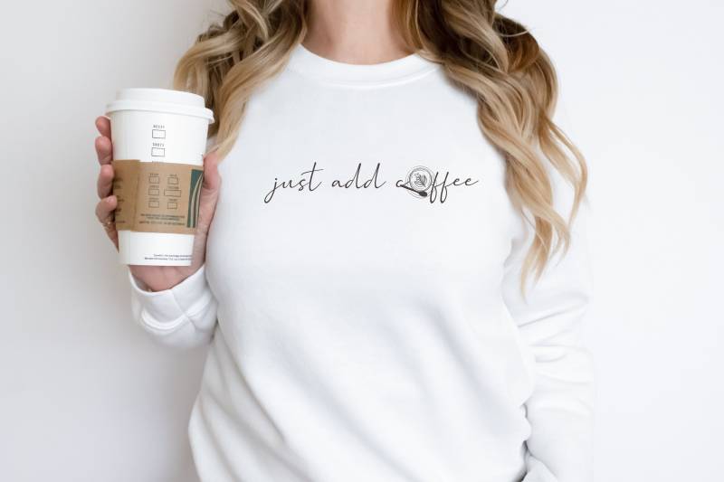 Just Add Coffee Unisex Heavy Blend Crewneck Sweatshirt von MustardSeedCafe