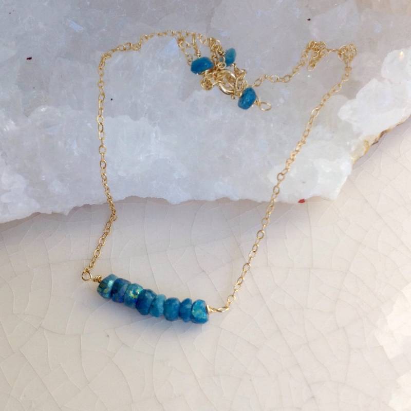 Chrysokoll Edelstein Gold Filled Kettenhalskette Chrysokoll Edelstein Gold Filled Kettenhalskette von MustardSeedTreasures