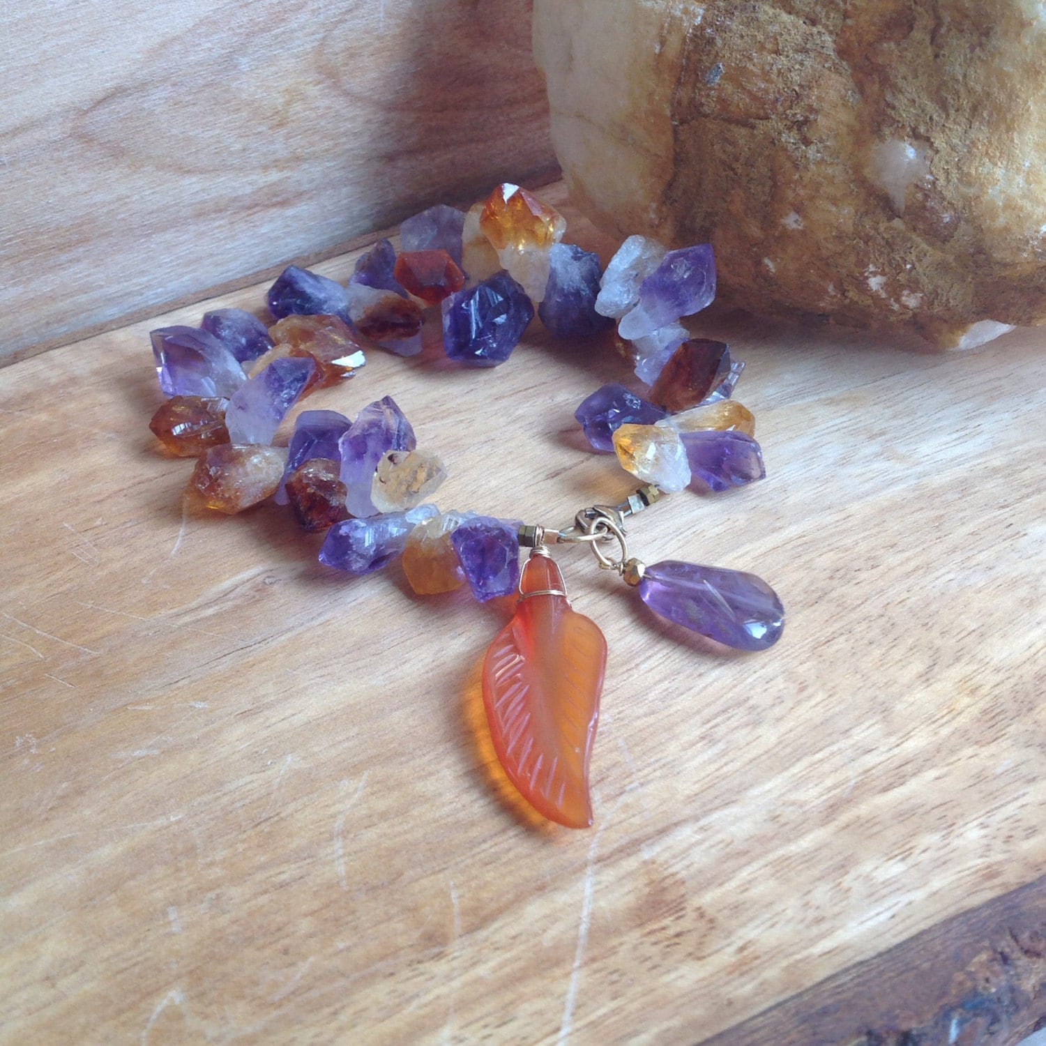 Citrin Amethyst Nugget Armband/Boho Festival Schmuck Heilkristalle Citrin Amethyst Nugget Armband/Boho Festival Schmuck Heilkristalle von MustardSeedTreasures