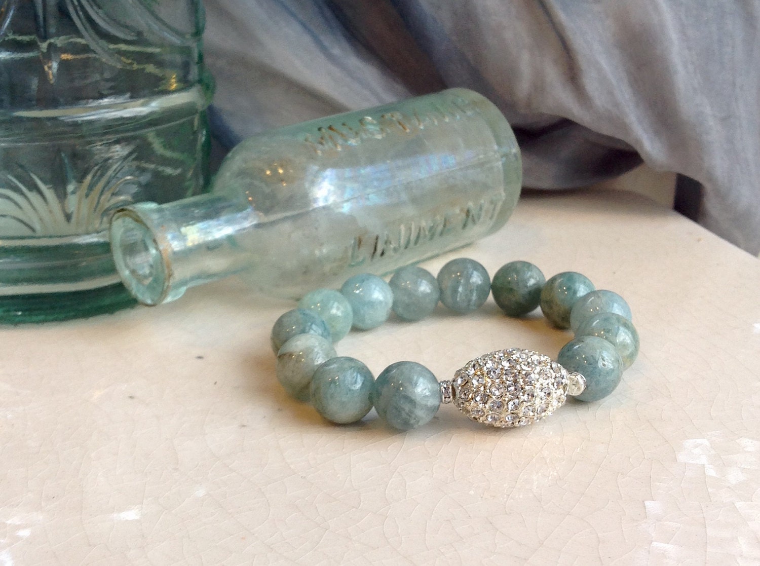 Pavé Chunky Aquamarin Stretch Armband/März Birthstone Schmuck Aqua Edelstein Pavé Chunky Aquamarin Stretch Armband/März Birthstone Schmuck Aqua Edelstein von MustardSeedTreasures