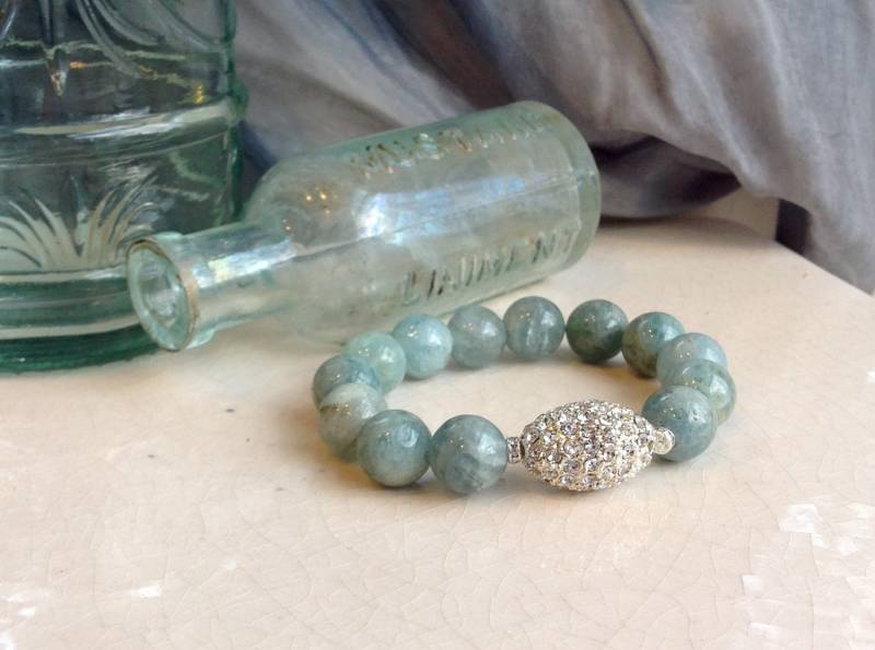 Pavé Chunky Aquamarin Stretch Armband/März Birthstone Schmuck Aqua Edelstein Pavé Chunky Aquamarin Stretch Armband/März Birthstone Schmuck Aqua Edelstein von MustardSeedTreasures