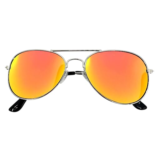 Mustavo Kinder-Sonnenbrille, verspiegelt, leicht, UV400, Retro, klassischer Piloten-Stil, Orange, Orange von Mustavo