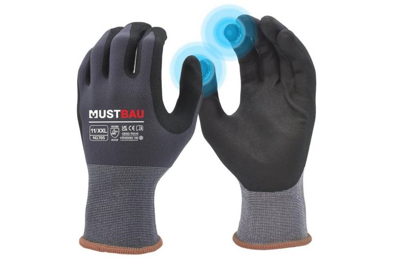 Mustbau Arbeitshandschuhe 12/6/3 Pack,mit Touchscreen Gartenhandschuhe Montagehandschuhe von Mustbau
