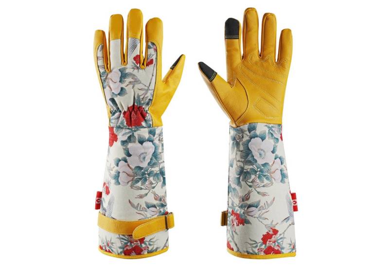 Mustbau Gartenhandschuhe Lange Gartenhandschuhe für Damen Kunstleder Gauntlet Wasserabweisend Rosenhandschuhe von Mustbau