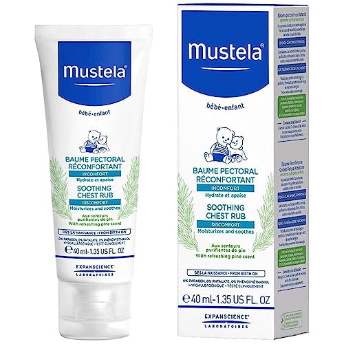 Mustela Balsamische Massagecreme bei Erkältung, verstopfter Nase und Husten mit Kamille, Honig, Shea, Avocado, Limette, Pinie, Säuglinge, Kinder und Familie - beruhigt und verbessert den Schlaf (40ml) von Mustela