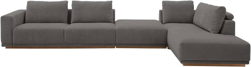 Musterring Wohnlandschaft Anreihsofa mit Armlehne links, Eckteil rechts mit Kissen & Hocker von Musterring