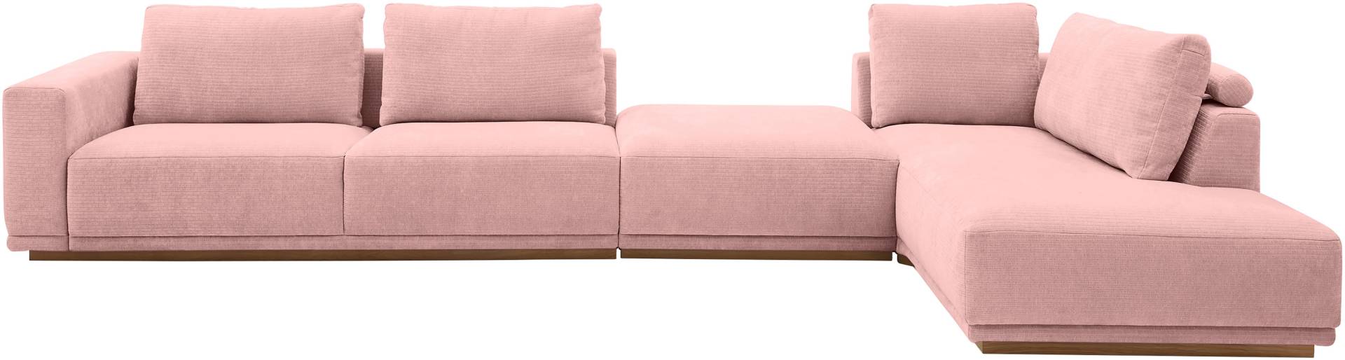Musterring Wohnlandschaft Anreihsofa mit Armlehne links, Eckteil rechts mit Kissen & Hocker von Musterring