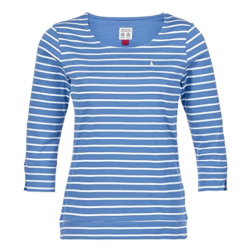 Musto Damen W Marina Stripe Ls SS T-Shirt, 002 White/Navy, 42 von Musto