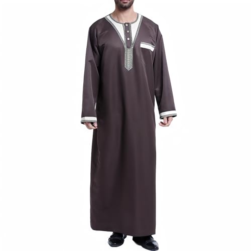 Musuly Herren Kaftan – Traditionelle Thobe Abaya Djellaba (Dunkelbraun, M) von Musuly