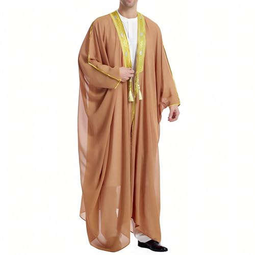 Musuly Herren Kaftan – Traditionelle Thobe Abaya Djellaba (Kamelbraun, M) von Musuly