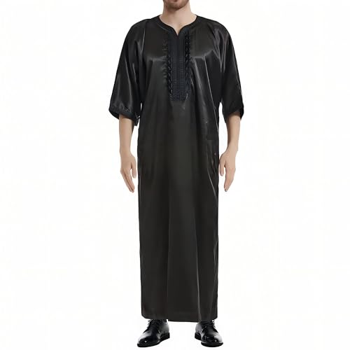 Musuly Herren Kaftan – Traditionelle Thobe Abaya Djellaba (Schwarz, M) von Musuly